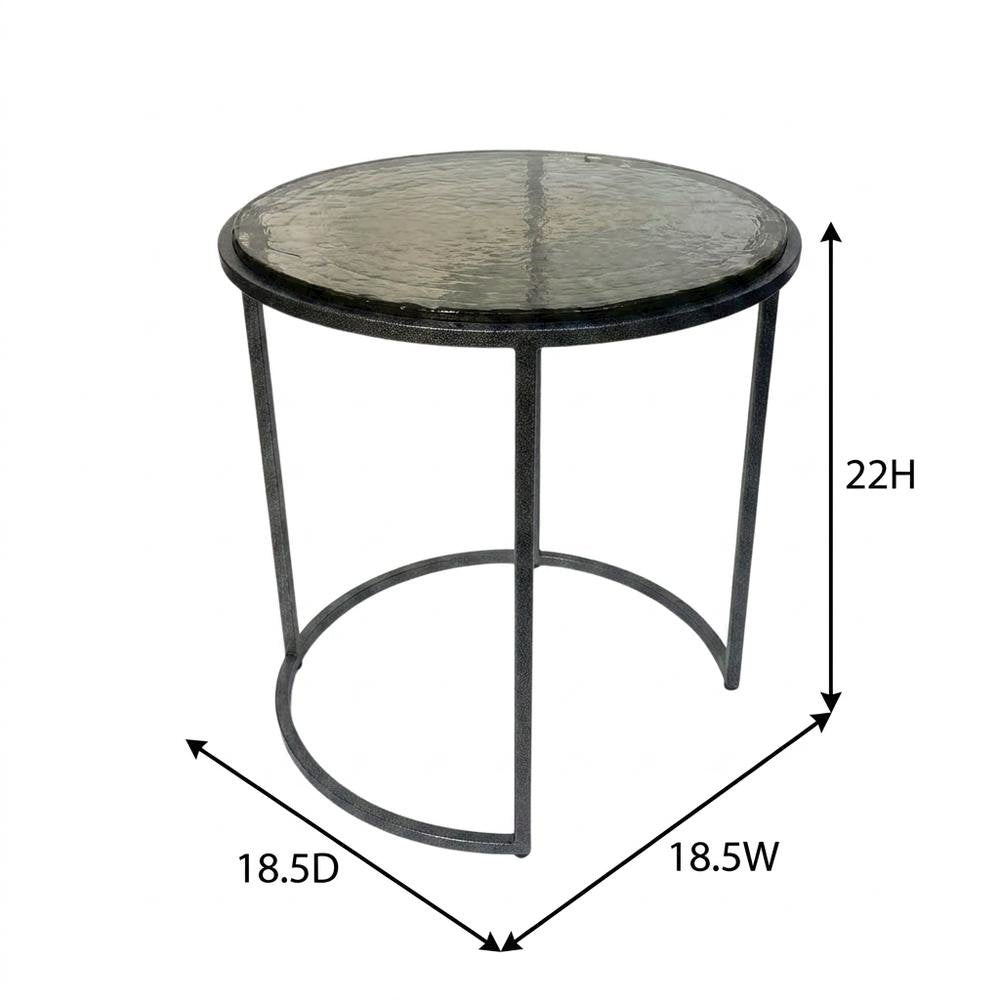 Recycled Glass Nesting Side Tables, Recycled Glass, Antique Nickel, 2 Piece