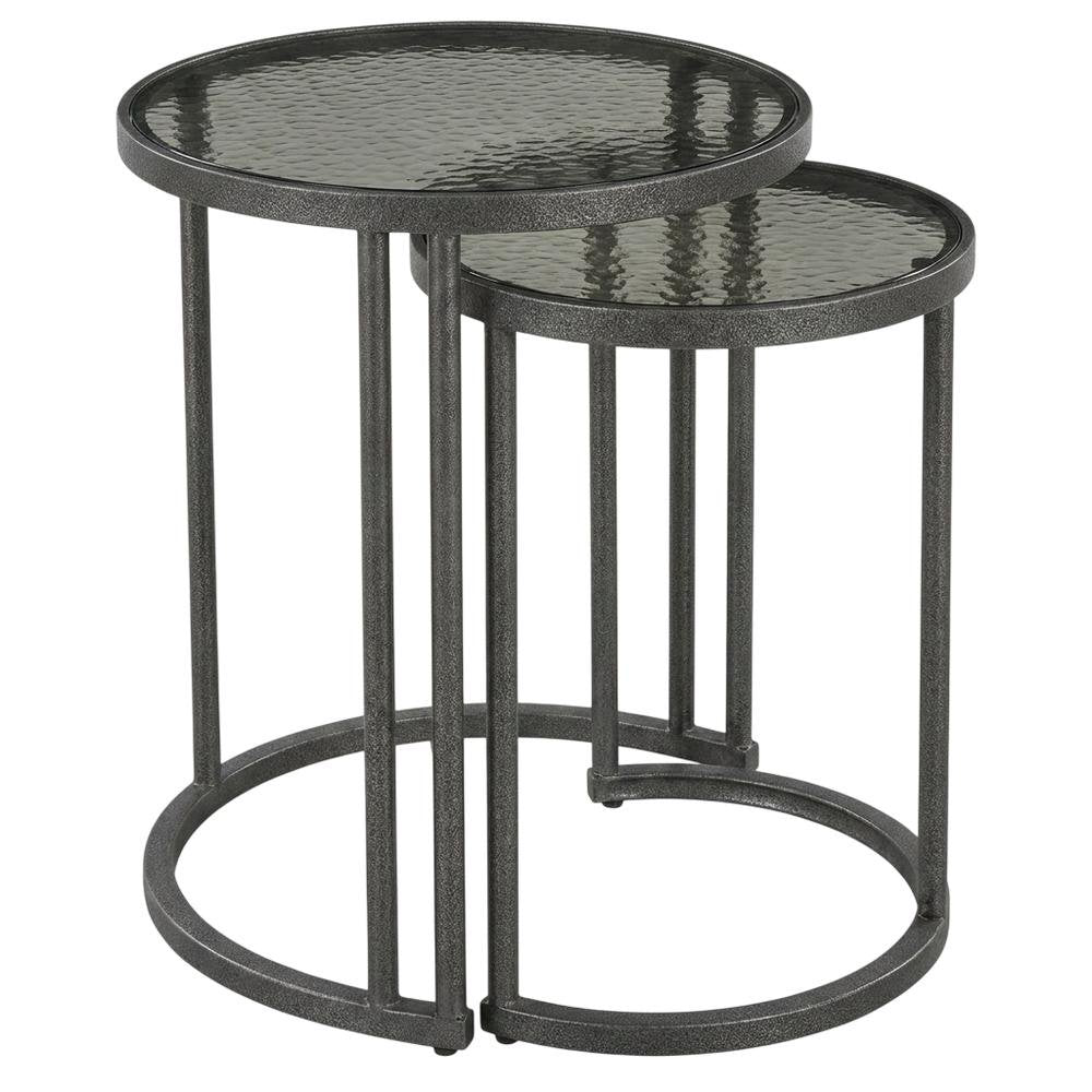 Recycled Glass Nesting Side Tables, Recycled Glass, Antique Nickel, 2 Piece