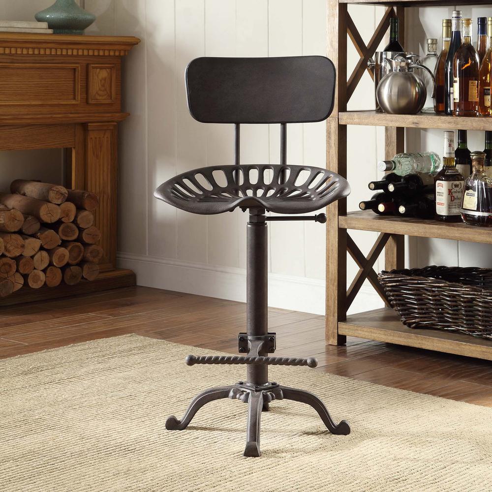 August Tractor Seat Barstool with Back - Industrial