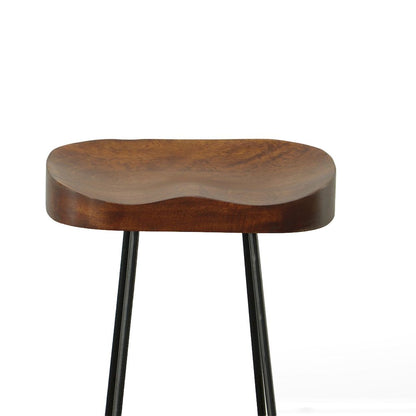 Saga 31" Saddle Seat Metal Base Barstool - Set of 2 - Chestnut Seat - Black Base