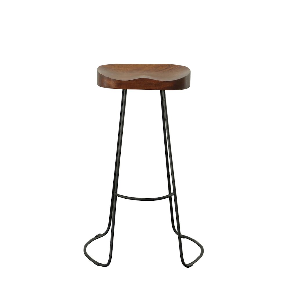 Saga 31" Saddle Seat Metal Base Barstool - Set of 2 - Chestnut Seat - Black Base