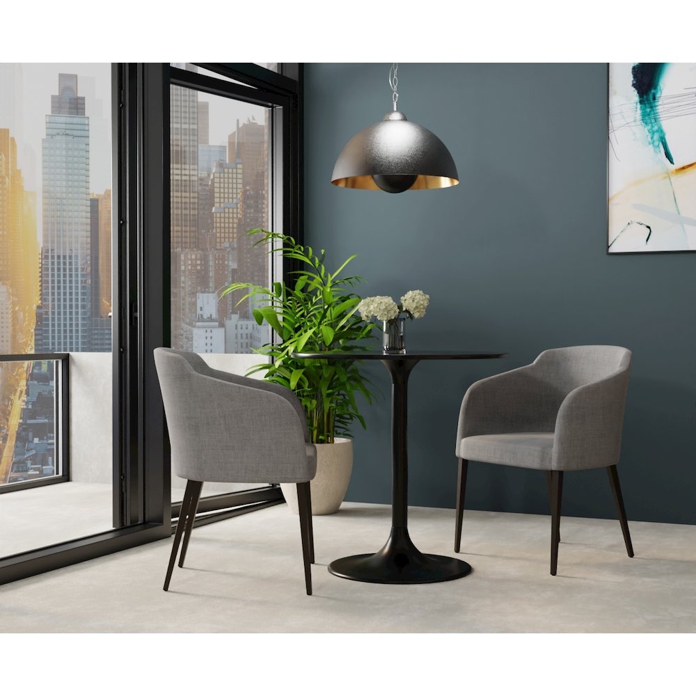 Enzo 30" Round Marble Top Dining Table - Black Top - Black Base