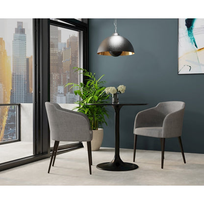 Enzo 30" Round Marble Top Dining Table - Black Top - Black Base