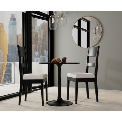 Enzo 30" Round Marble Top Dining Table - Black Top - Black Base