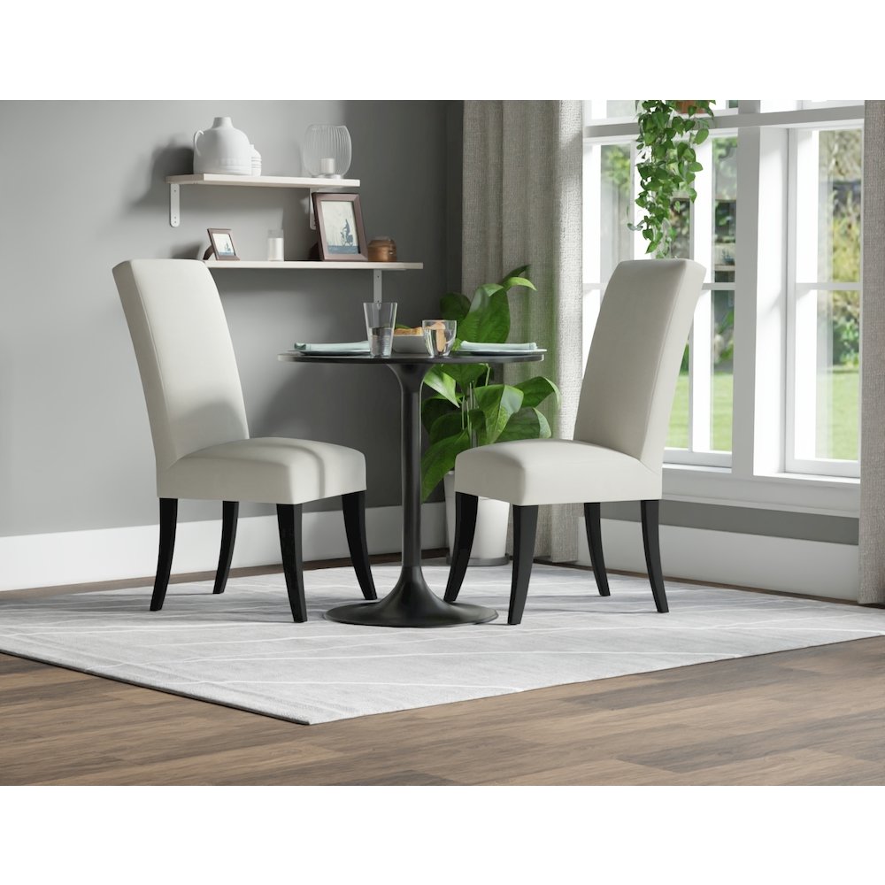 Enzo 30" Round Marble Top Dining Table - Black Top - Black Base