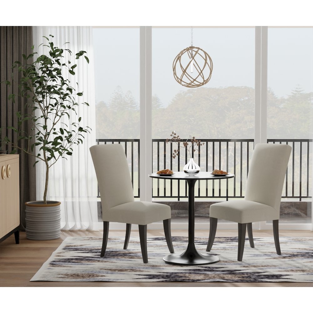 Enzo 30" Round Marble Top Dining Table - Black Top - Black Base