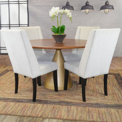 Gio 54" Pedestal Dining Table and 4 Laurant Upholstered Dining Chairs