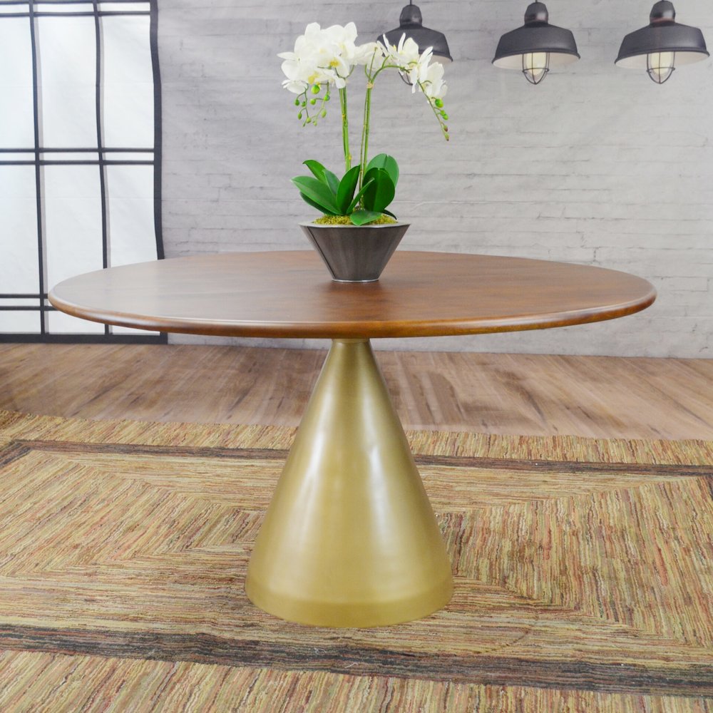 Gio 54" Pedestal Dining Table and 4 Laurant Upholstered Dining Chairs