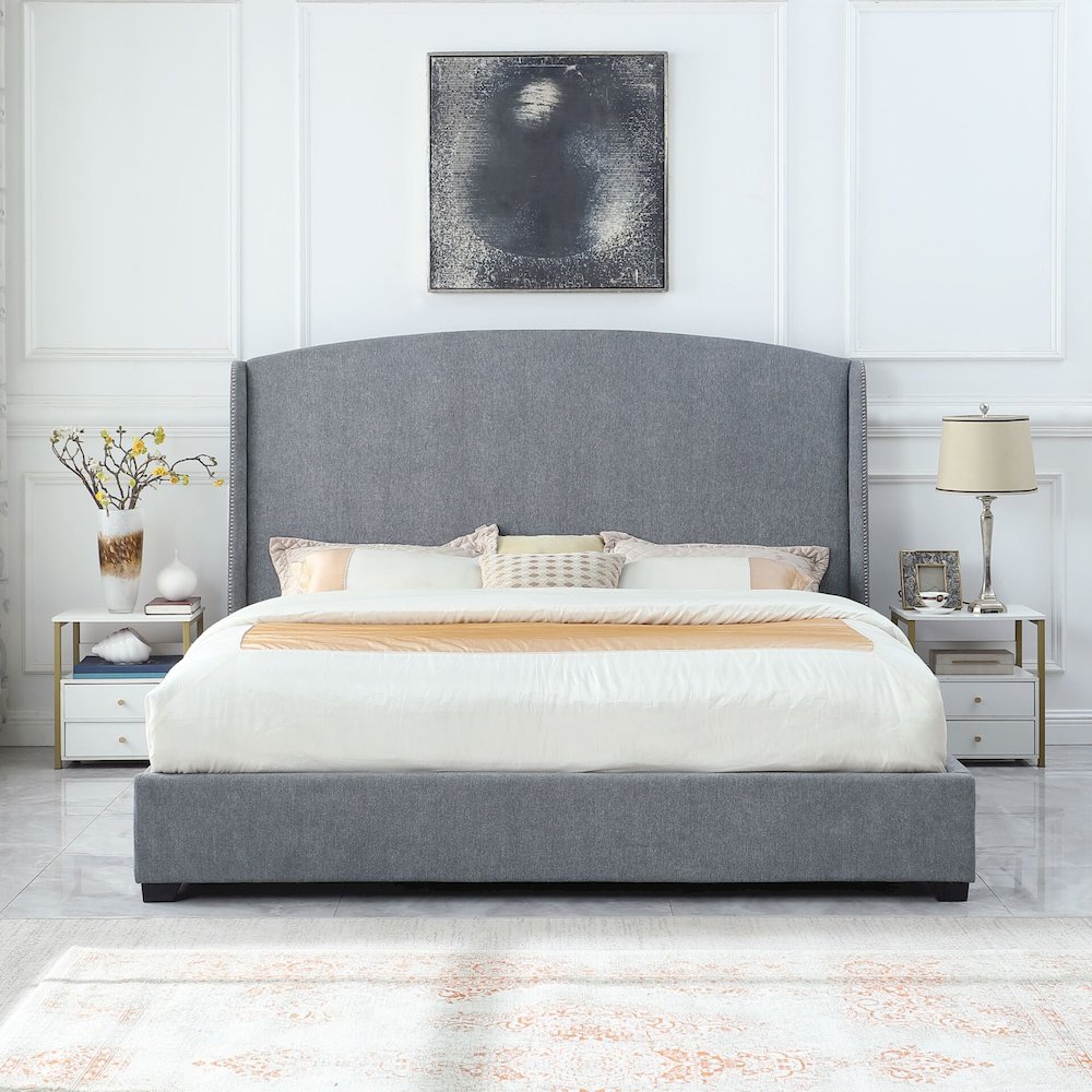 Monterey Upholstered King Bed Frame - Gray