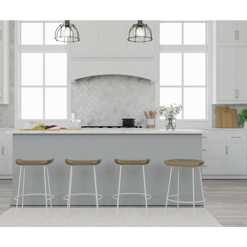 Diya 24.5" Counter Stool - Set of 2 - Natural Seat - White Base