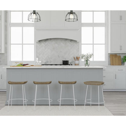 Diya 24.5" Counter Stool - Set of 2 - Natural Seat - White Base