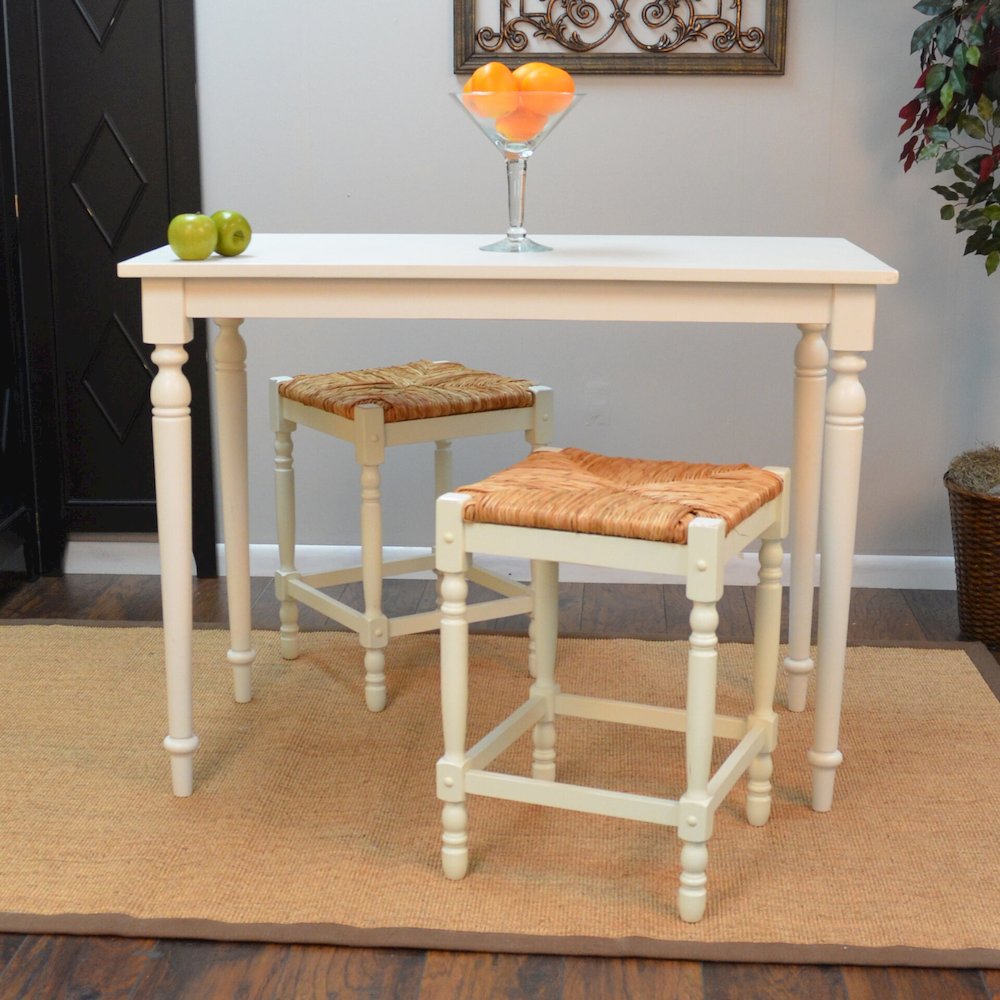 Hawthorne Bar Table with 2 Counter Stools - Antique White