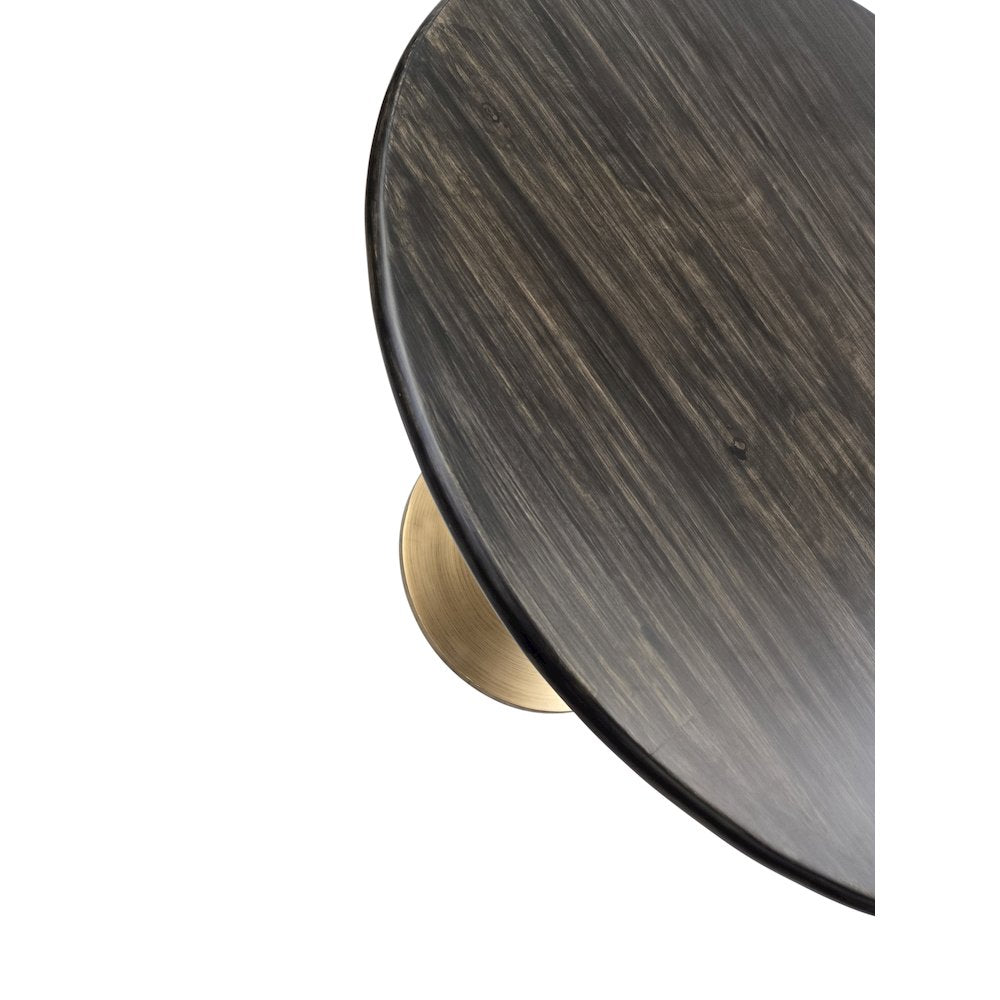 Alden Wood Top 40" Round Dining Table - Warm Black Top - Gold Base