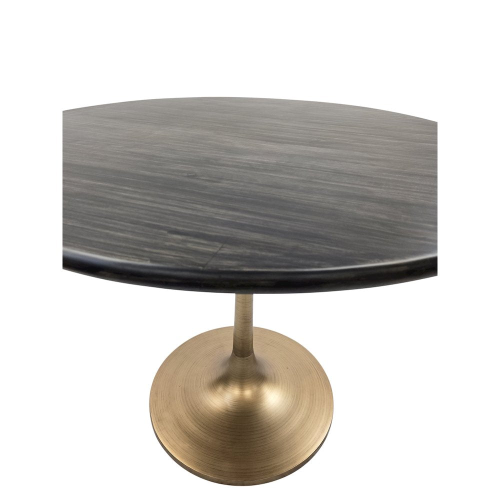 Alden Wood Top 40" Round Dining Table - Warm Black Top - Gold Base