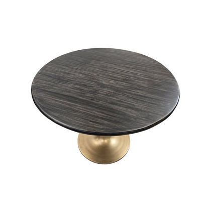 Alden Wood Top 40" Round Dining Table - Warm Black Top - Gold Base