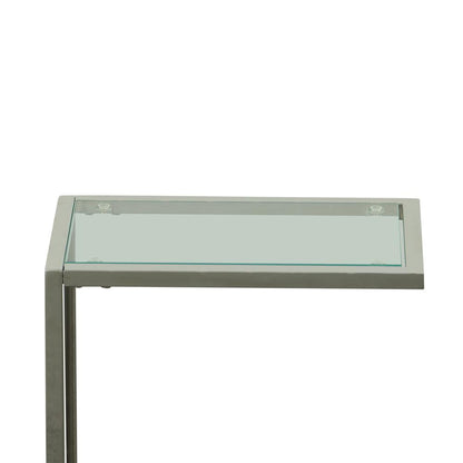 Aggie C-Form Accent Table - Glass Top - Chrome