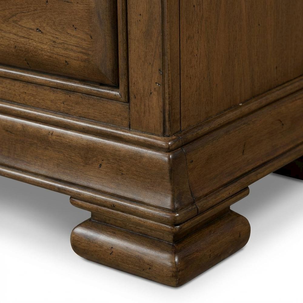Cognac Nightstand with Distressed Finish for Bedroom Decor