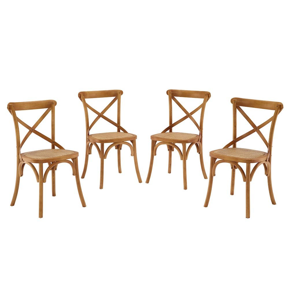 Wooden Dining Side Chairs for Dining Room, Walnut, Set of 4