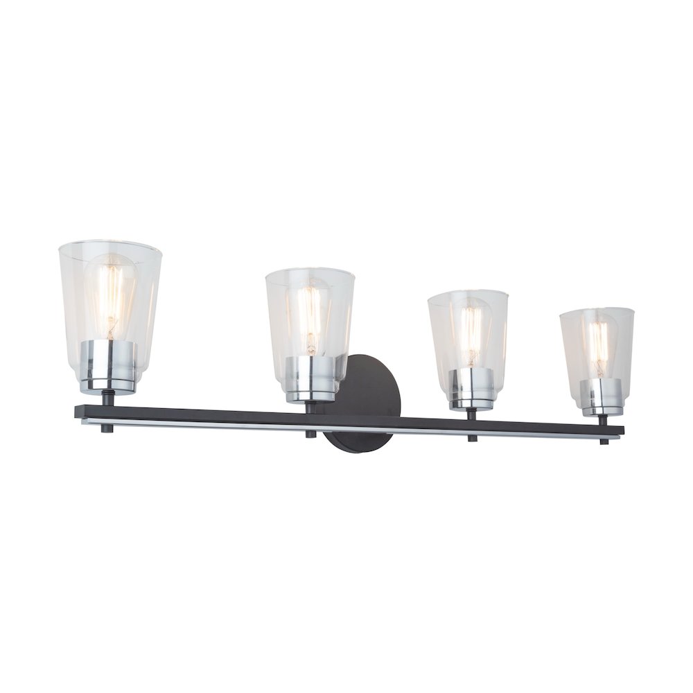 Essex Collection 4Light Bathroom Vanity Fixture Black and Chrome