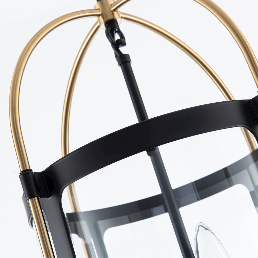 Bonita Collection 4Light 13" Pendant Black and Brushed Brass