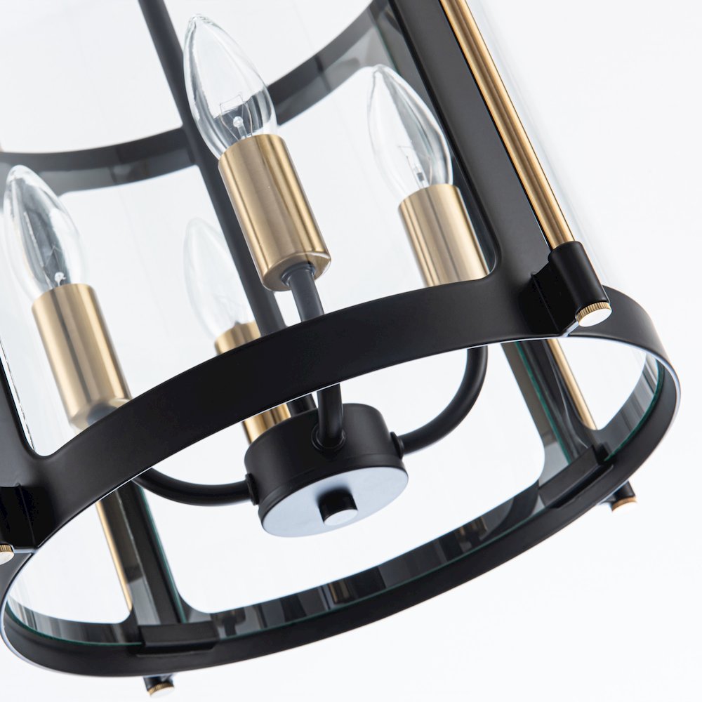 Bonita Collection 4Light 13" Pendant Black and Brushed Brass