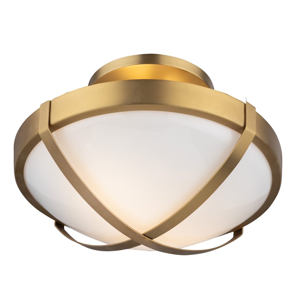 Cara Collection 2Light Flush Mount, Brushed Brass