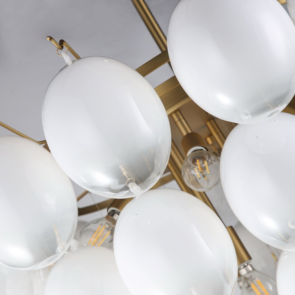 Globo - Chandelier - 13-Light - Ombre White Glass Brushed Brass