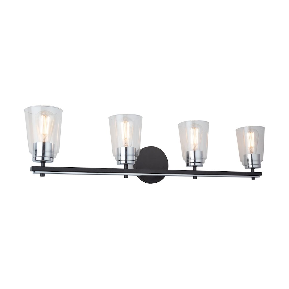 Essex Collection 4Light Bathroom Vanity Fixture Black and Chrome
