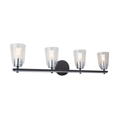 Essex Collection 4Light Bathroom Vanity Fixture Black and Chrome