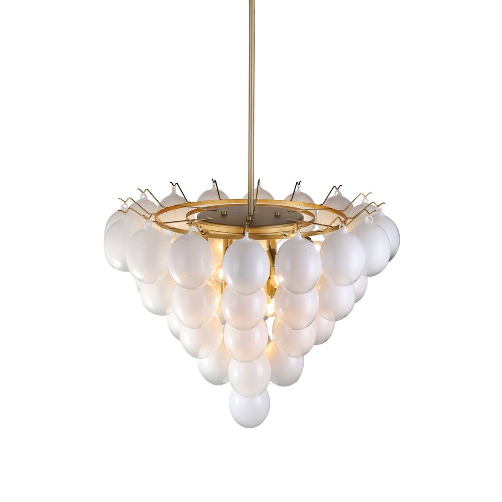 Globo - Chandelier - 13-Light - Ombre White Glass Brushed Brass