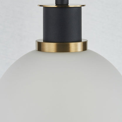 Gem Collection 1Light Pendant with White Glass Black and Brushed Brass