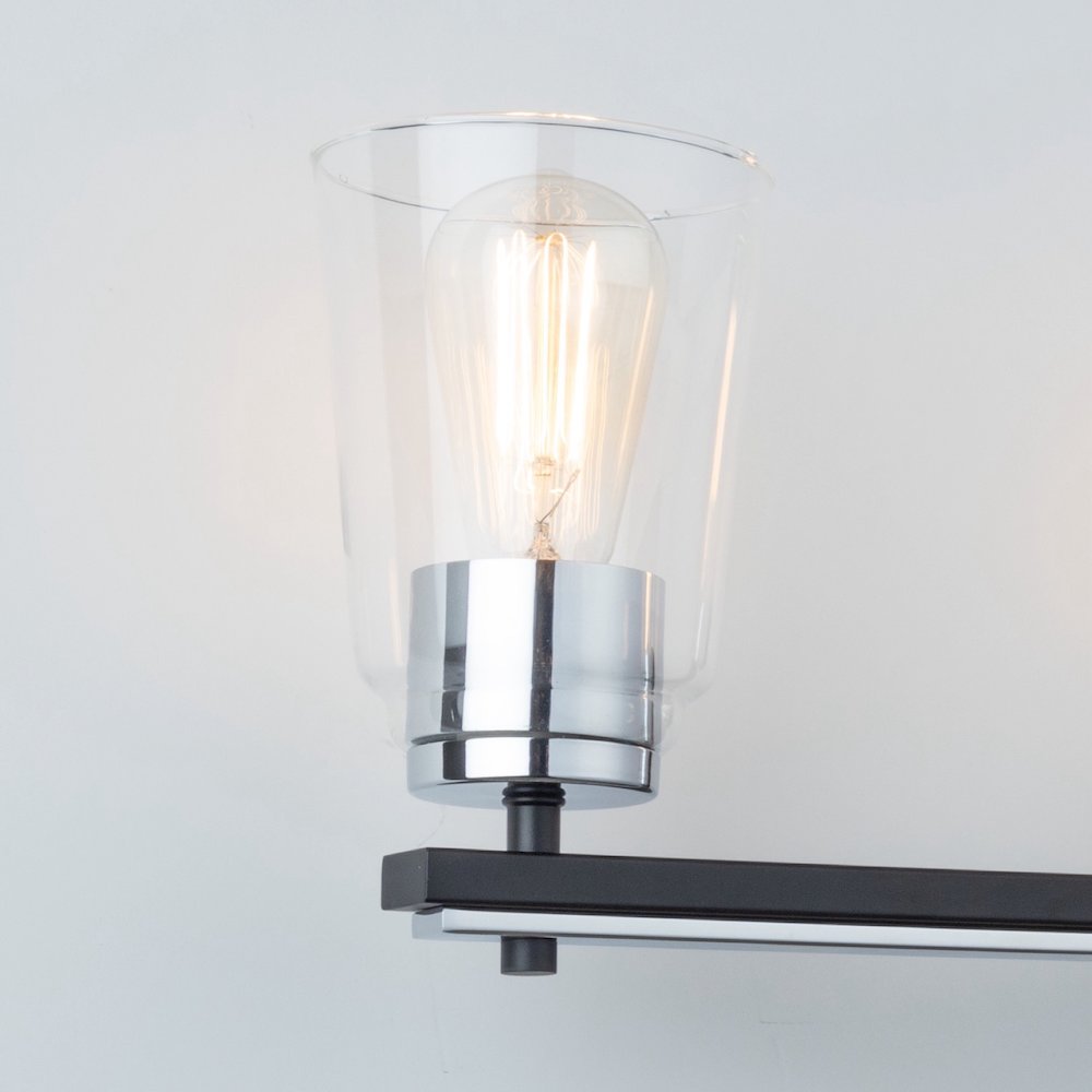 Essex Collection 4Light Bathroom Vanity Fixture Black and Chrome