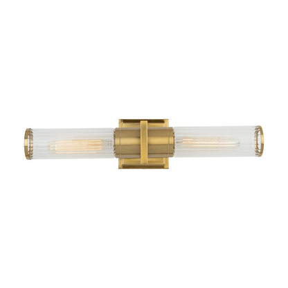 Positano Collection 2Light Bathroom Vanity Light Brushed Brass and Clear Glass
