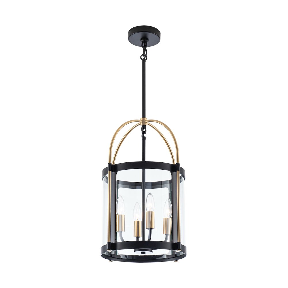 Bonita Collection 4Light 13" Pendant Black and Brushed Brass