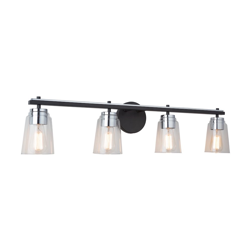 Essex Collection 4Light Bathroom Vanity Fixture Black and Chrome