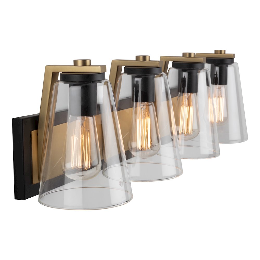 Treviso Collection 3Light Vanity Light, Black & Brass