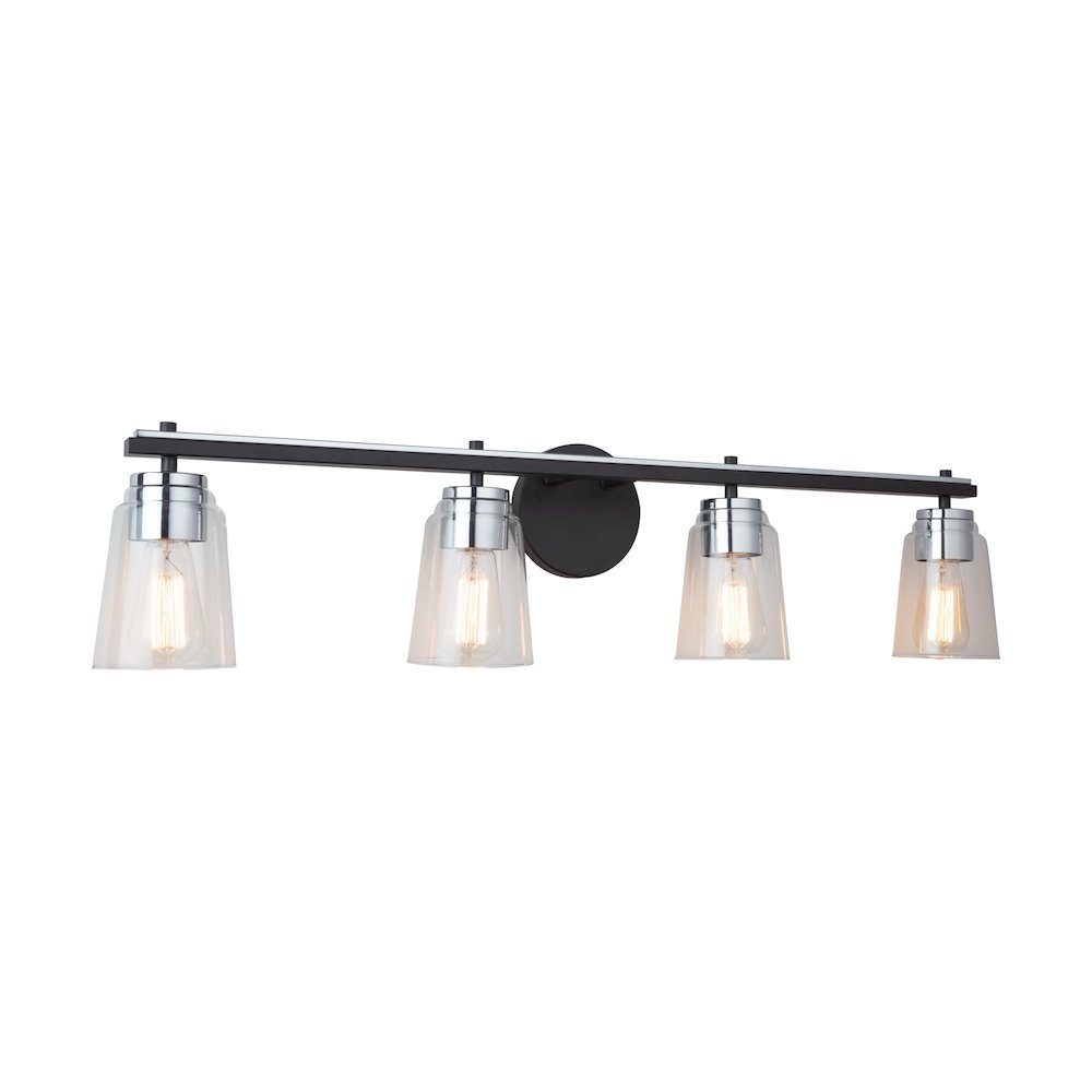 Essex Collection 4Light Bathroom Vanity Fixture Black and Chrome