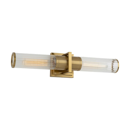 Positano Collection 2Light Bathroom Vanity Light Brushed Brass and Clear Glass