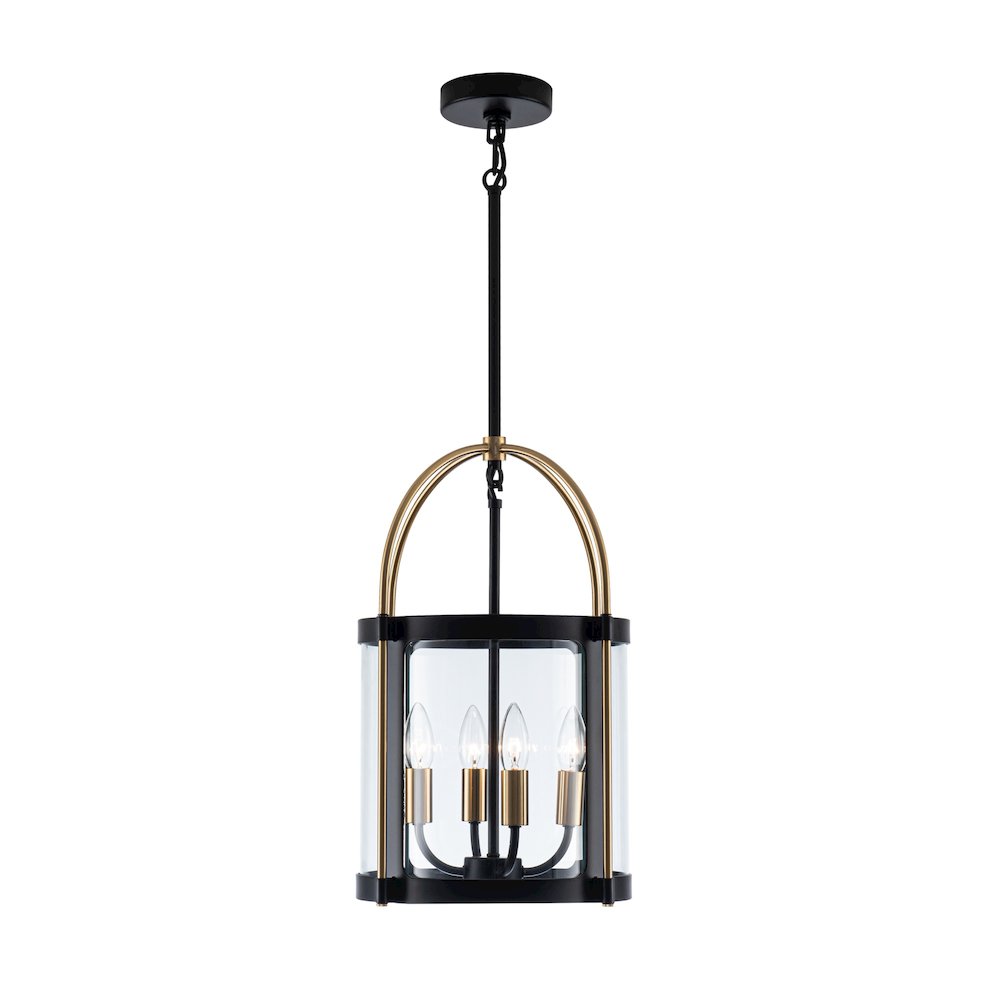Bonita Collection 4Light 13" Pendant Black and Brushed Brass