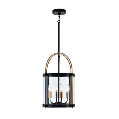 Bonita Collection 4Light 13" Pendant Black and Brushed Brass