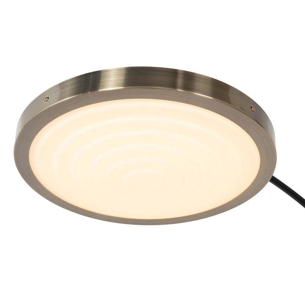 Redondo 1 Light LED Arc Floor Lamp - Matte Black Finish, Weathered Brass, Dimmer