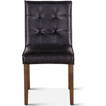 Aven Dining Chair in Black Leather with Light Legs