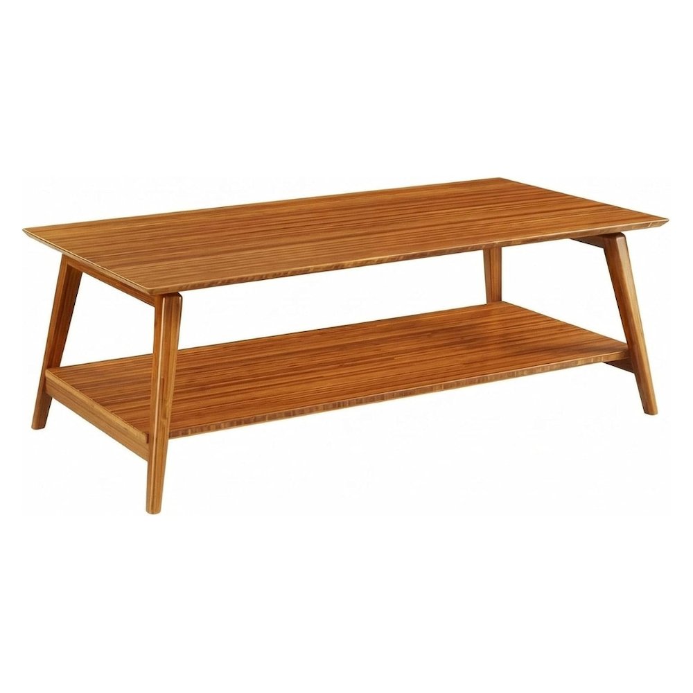 Amber Coffee Table with Solid Moso Bamboo Top and Mid Century Modern Style