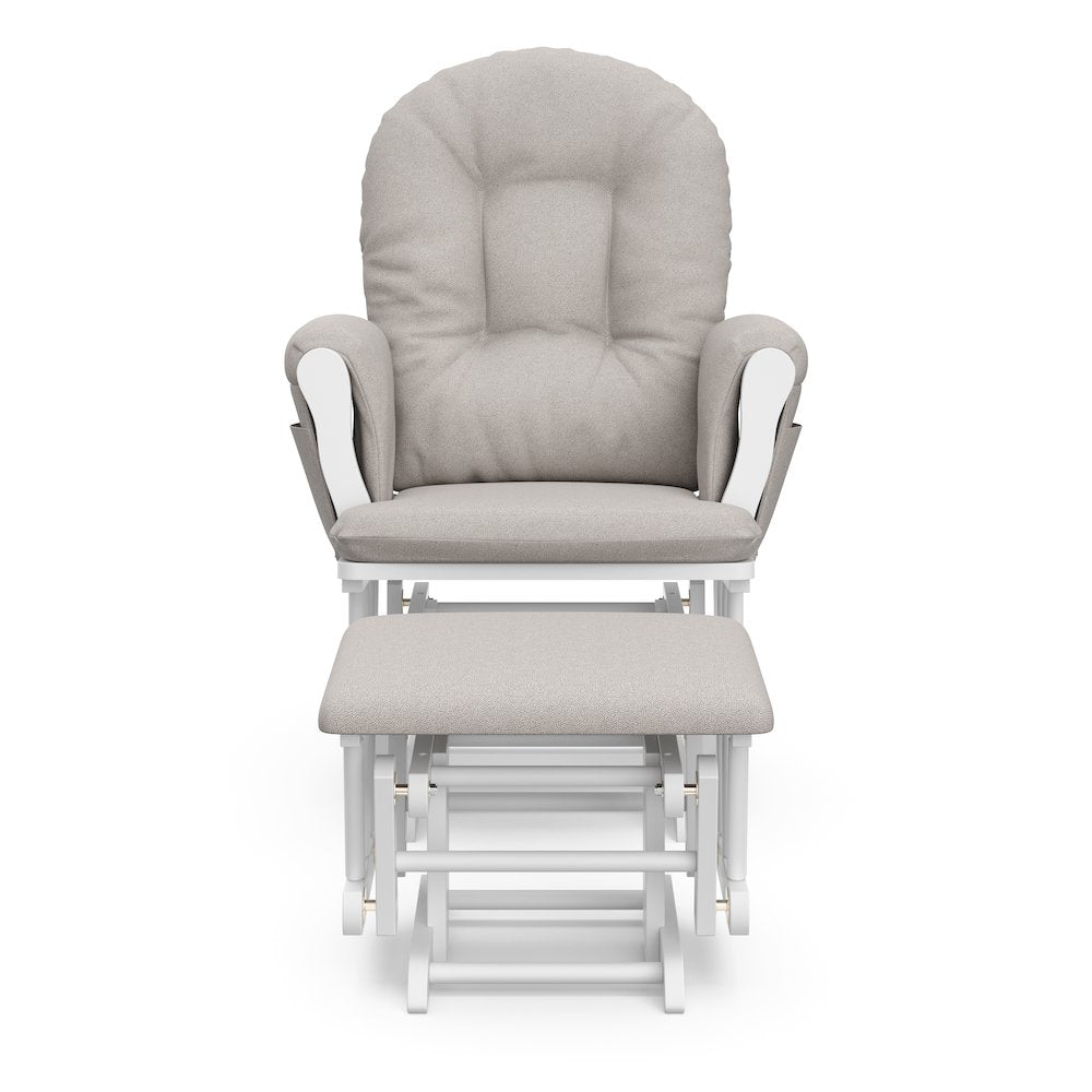 Storkcraft Hoop Glider and Ottoman - White with Taupe Swirl