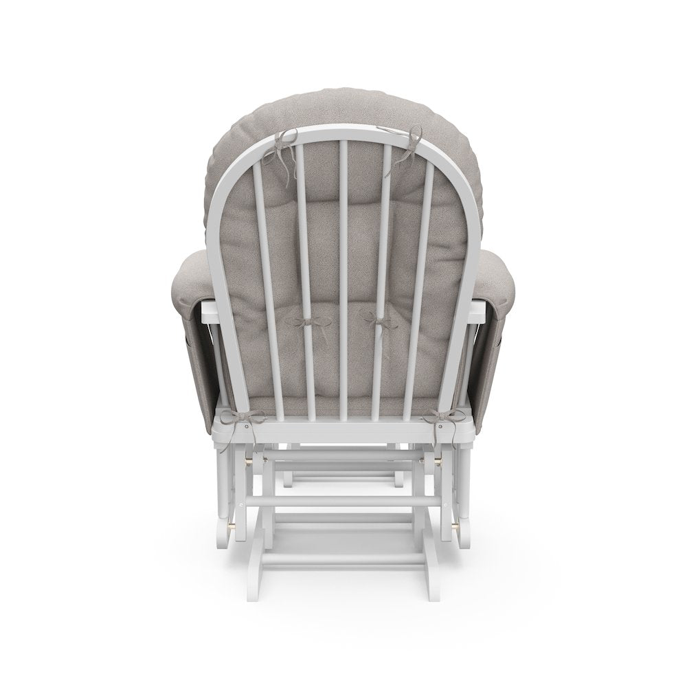 Storkcraft Hoop Glider and Ottoman - White with Taupe Swirl