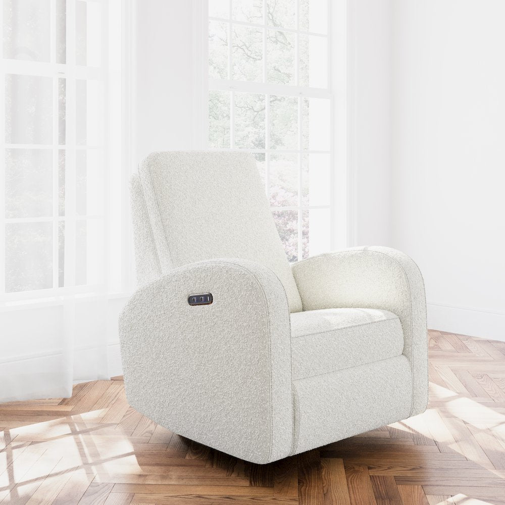Storkcraft Santa Monica Power Recliner Swivel Glider (Ivory Boucle)