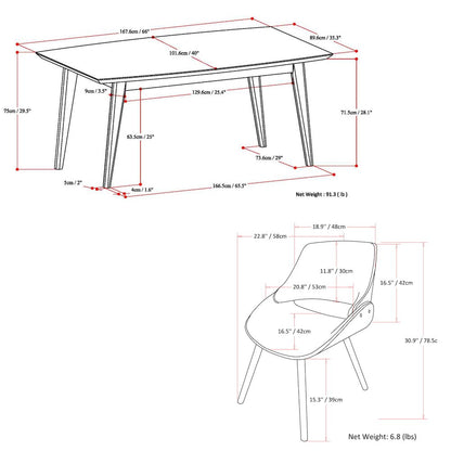 Malden / Draper Solid Hardwood 5 Piece Dining Set In Grey