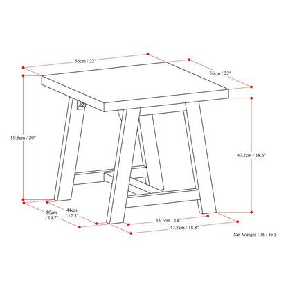Sawhorse Solid Wood End Table In Distressed Grey