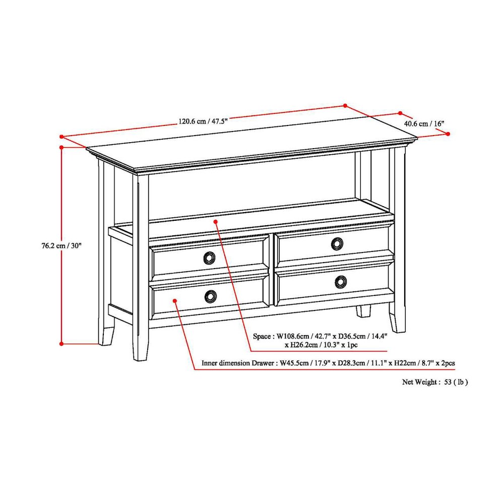 Amherst Solid Wood Console Sofa Table In Hickory Brown