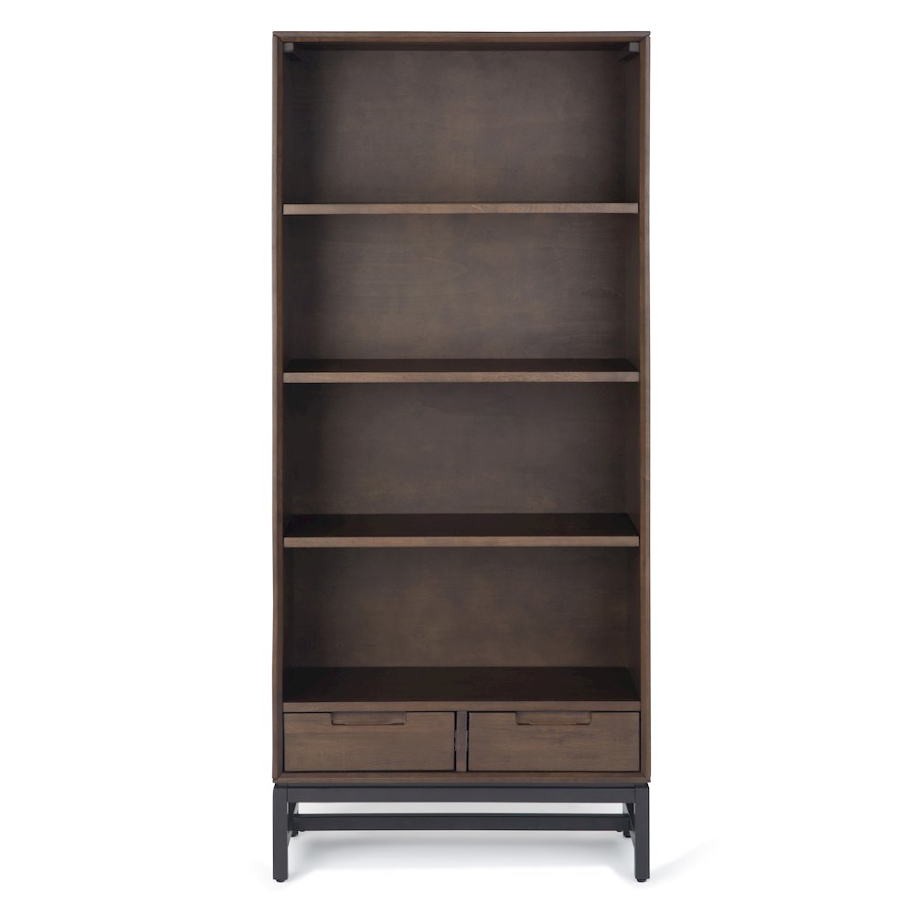 72 inch Wide TV Stand with Two 30 inch Wide Bookcases in Walnut Brown (Set of 3)